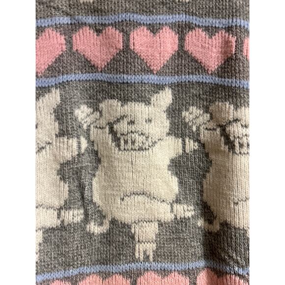 Vintage Arielle Dancing Pigs and Hearts Crew Neck Sweater - Picture 2 of 5